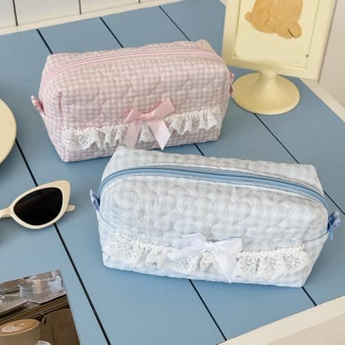 XAGMODSHN Capacity Pencil Case Lace Cotton Pen Pouches Multipurpose Pencils Organiser Travel Cosmetic Bag for Student Women Multipurpose Cosmetic Travel Pouches — view 6