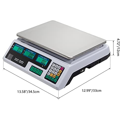 Bonnlo 88LB 40KG Deli Electronic Commercial Price Computing Scale w/LCD Display, Stainless Steel Platform & Charging Cable for Store, Kitchen, Restaurant Market, Food, Meat, Fruit(Silver & White) — view 5