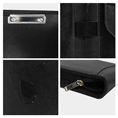 GraduatePro A4 Clipboard Folder Leather Zipped Portfolio Conference Presenter Document with Tablet Business Waterproof Organizer Sleeves Black — view 4