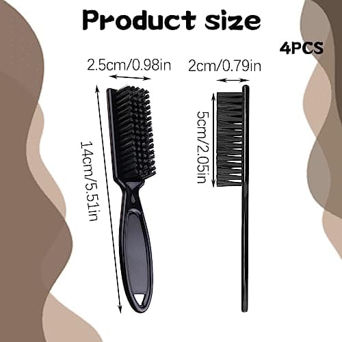 4PCS Fade Brush, Clipper Cleaning brush Hair Clipper Cleaning Hair Brush Bristle Hair Brush Beech comb with Beech Handle Used for Men with Thin or Thick Hair Styling Beard Brush — view 2