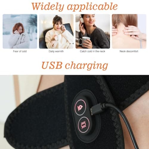 67×14.5CM Black Neck Heating Pad with Vibration, Cordless Heating Pad Wrap — view 6