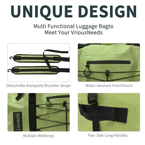 Lanedo 80L Dry Bag Large Waterproof Bag Roll-Top Heavy Duty Fishing Duffel Bag with Durable Straps & Handles for Kayaking Paddle Boarding Boating Rafting Fishing Canoeing Camping (Green) — view 4