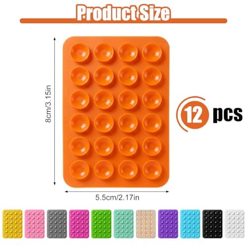 12 Pcs Silicone Suction Phone Case Mount, Multi-Colored Phone Suction Pad, Anti-Slip Mat Suction Cup Phones Grip with Adhesive Back for Mobile Power Cellphones Selfies Videos Cell Phones — view 3