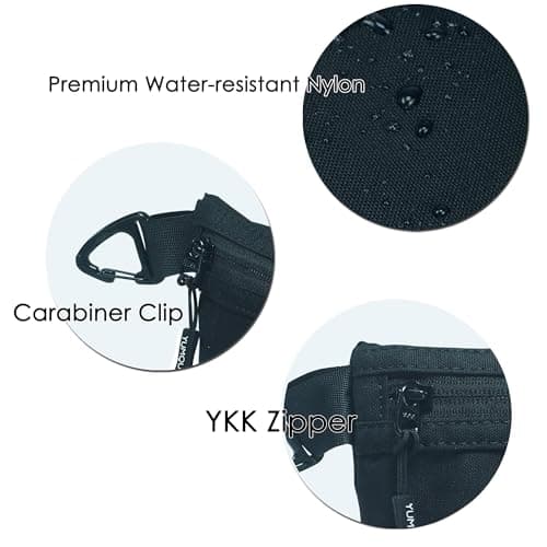 Small Zipper Pouch with Carabiner Clip, Small Nylon Travel Bag with Zipper Water-Resistant Multipurpose Digital Cosmetics Toiletry Tool Storage Pouches for Travel Essential, Toiletries, Gym — view 3