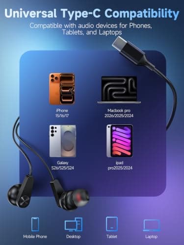 USB C Wired Earbuds with Mic, In-Ear Type C Noise Isolating Stereo Headset — view 6