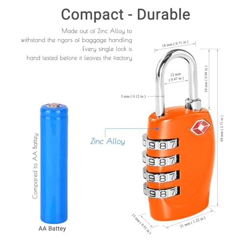 CFMOUR Suitcase Locks, TSA Approved Luggage Locks, 4-dial, Orange, 2 Pcs — view 4