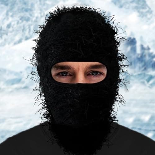 Blausky Balaclava Winter for Men and Women, Balaclava Ski Mask Made of Acrylic Warm Breathable Face Mask Unisex Headwear for Motorcycle, Bike, Skiing, Outdoor Sports, Black/Purple — view 3