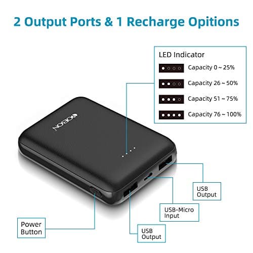 YOBON Power Bank 10000mAh Pocket Size Portable Charger Ultra Slim Mini External Battery Mobile Power Pack 2 Outputs for iPhone iPad Samsung Huawei Smart Phones Nintendo Switch Tablets and More — view 2