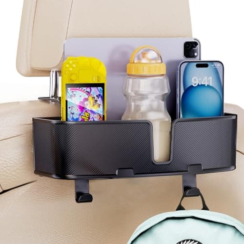 MAGJIEYX Car Headrest Cup Holder for Back Seat Organizer for Multi-Hanging Snack Storage Box with Strong Hooks for Kids and Uber Backseat Passengers Share Rid for Travel Accessories — view 2