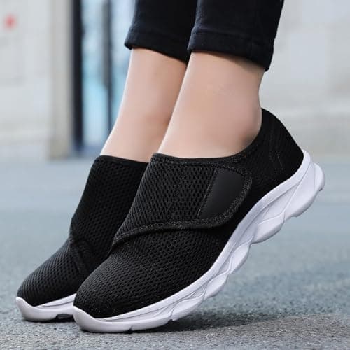 Men’s Slip On Walking Trainers with Cross Elastic Band Breathable Mesh Lightweight Cushioned Shoes for Summer Travel Outdoor Activities White, Size 7.5 — view 2