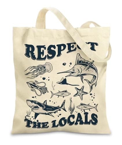 Ocean Shark Canvas Tote Bag - Reusable Grocery Bag Gift for Surfers Divers