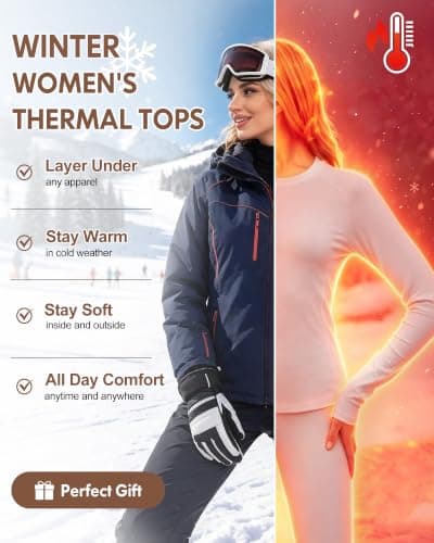 Women Thermal Shirt Long Sleeve Athletic Tops 2pc Black White L — view 5