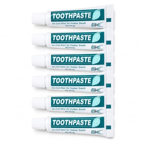 Mini Travel Size Toothpaste 5g Pack of 6, Ice Cool Mint Tubes for Cabin Bags, Holidays, Flights, Hotels, Overnight Stays, Guest Rooms and Travel Toiletry Kits