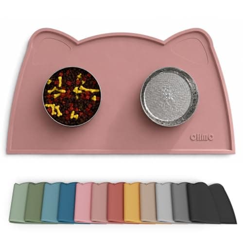 OHMO Silicone Cat Food Mat for Food&Water Bowls, 46x25cm, Coral