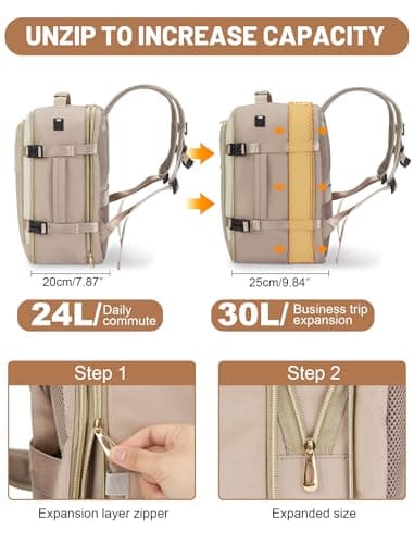MOCOCITO Ryanair Cabin bags 40x30x20 Travel Backpac Expandable 40x30x20 to 40x30x25, 24L to 30L Carry On Weekend Trips Suitable for Ryanair, Wizz Air, Easyjet, Vueling — view 3