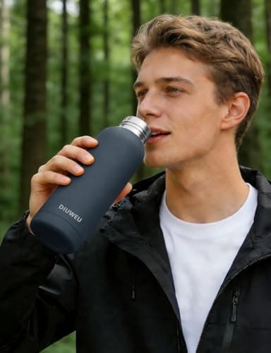 Stainless Steel Water Bottle Double Wall, Insulated Metal Water Bottle with Clip, 350ml/500ml/750ml/1L, BPA Free, 24hrs Cold & 12hrs Hot, Suitable for Sports, Camping, Hiking, Cycling, Gym, Travel — view 2