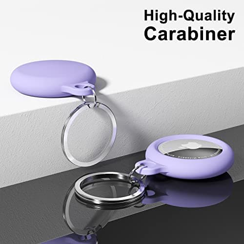 oakxco for Airtag Keychain Silicone, Airtag Holder with Key Ring, Air Tag Cover Cute Accessories for Kids, Luggage, Car Dog Collar, Car, Compatible with Apple Airtag Case Waterproof Tracker, Lavender — view 4