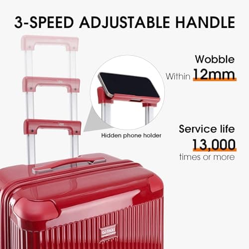 LIGHTGO Series 20/28/30 Inch Aerospace-Grade Hardshell Luggage – Max Capacity with Dual-Brake Silent Wheels (Red, 20inch) — view 5