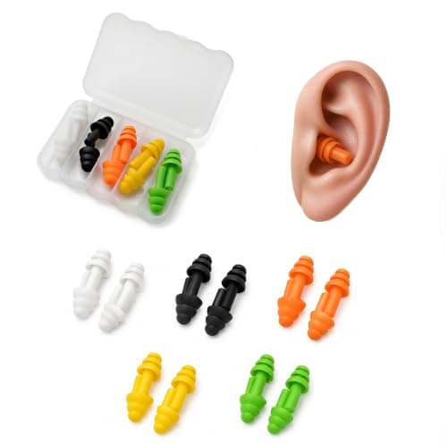 Snooze Ear Plugs for Sleep-5 Pairs Soft Silicone Reusable Noise Cancelling Earplugs for Sleeping,Snoring,Travelling & Noise Reduction,Noise Redusing Ear Plugs, Most Comfort to use(Multicolor)