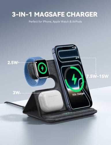 Lamicall 3 in 1 Wireless Charging Station for MagSafe, Foldable Charger — view 5