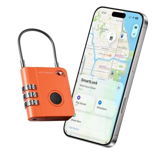 KeySmart SmartLock Tracking Luggage Locks TSA Approved-Compatible with Apple Find My App, Bluetooth GPS Tracker, Replaceable Non-Rechargeable Battery, Lock Your Suitcases and Keep Track of It