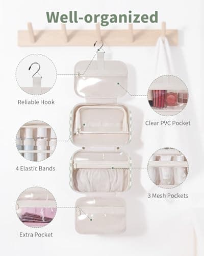 Narwey Checkered Hanging Travel Toiletry Bag for Women Toiletries Wash Bag — view 2