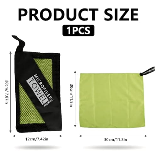 wellrun Microfibre Towel Small 30x30cm,Quick Dry Lightweight Super Absorbent Towel for Gym Travel Yoga Camping Hiking Swimming,Soft Ultra Compact Towels for Hair Drying Pets(Deep Green) — view 2