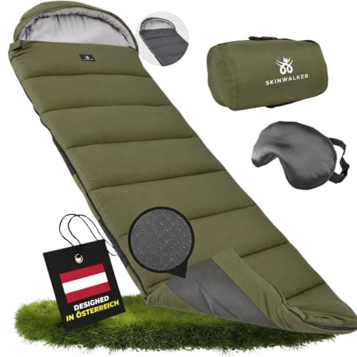 SkinWalker Adult Sleeping Bag with Non-Slip Strips, Small Pack Size [300 GSM] 3-4 Seasons Blanket Sleeping Bag, Sleeping Bags for Camping, Outdoor & Festivals