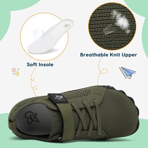 JOINFREE Kids Wide Sneakers Hiking Shoes Girls Boys Breathable Walking Shoe Toddlers Tennis Sneaker ArmyGreen UK Child 10 Child — view 4