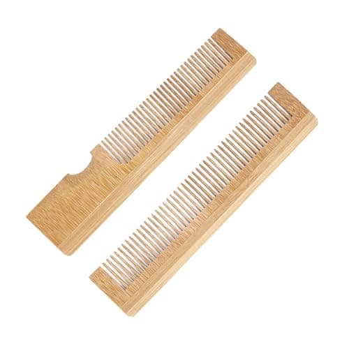 OSOLADY 2pcs Mustache Comb Hair Comb Portable Pocket for Men Beard Small Bamboo for Mustache Smoothing and Travel Accessories for Men