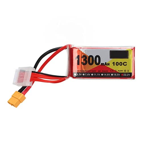 RC Battery Pack, 22.2V 100C 1300mAh 6S Power Pack, Remote & App Controlled Vehicle Batteries with XT60 Plug for FPV Drone Quadcopter Suitable Quadcopter.