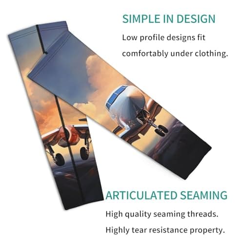 kkvhhyuo Arm Sleeves for Men Women, airplane Print Cooling Protective Sleeve Covers Sun Protection Sports Sleeve for Gardening Cycling Hiking Outdoor Sports — view 3