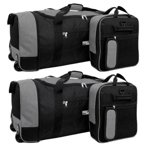 Large Holdall with Wheels, 82L Wheeled Duffle Bag, Black Rolling Travel Bag, Soft Luggage with Zipped Pockets for Holidays, Weekend Trips, Sports, Gym & Overnight Travel