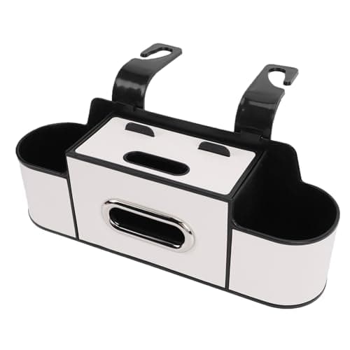 Topiky Multifunctional Car Seat Organizer with Cup Holders and Tissue Dispenser for SUV and Truck, Ideal for Families on Road Trips (Cream White) — view 4