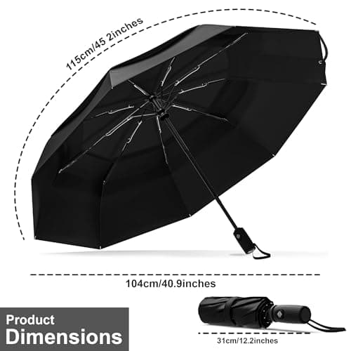 ATEK Windproof Travel Umbrella, Compact Auto Open Close Rain Umbrella — view 2