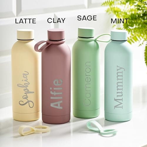 Engraved Personalised Water Bottle 500ml, Peach, Vacuum Flask — view 5