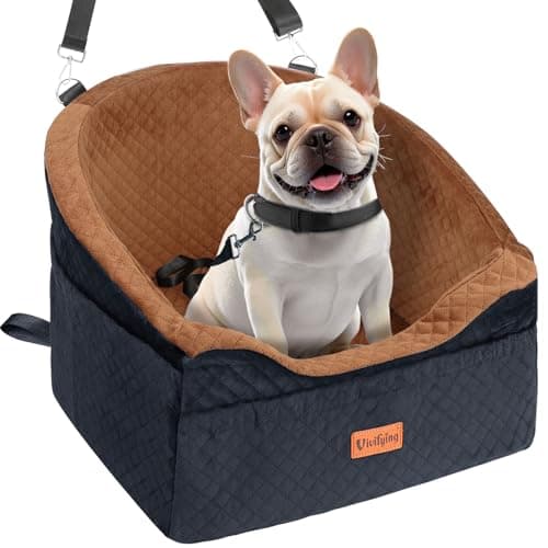Vivifying Dog Car Seat, Memory Foam Dog Booster Seat for Small(Black&Brown)