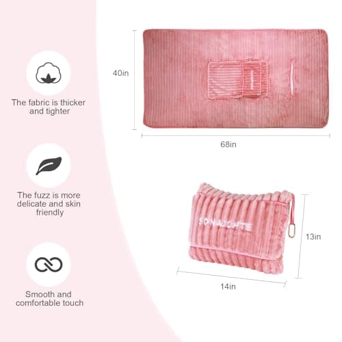 SONAICHTE travel blanket travel blanket airplane compact with bag 2 in 1 travel pillow and blanket set road trip essentials travel pillow and blanket car camping essentials(Light Pink) — view 6