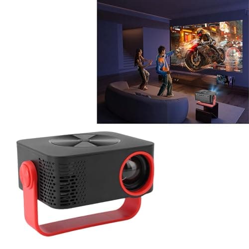 Generic WiFi Outdoor LED Movie Projector 360 Degree Rotating Full HD 1080P for Camping Parties, 10.5x9x8cm Black Red (UK Plug) — view 2