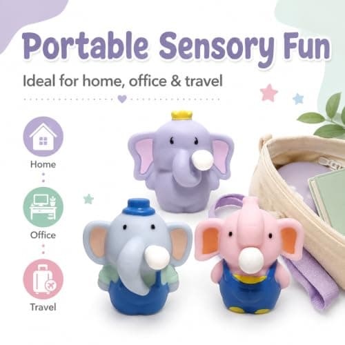 Elephant Squeeze Fidget Toy, Soft Sensory Stress Relief Toy, Cute Squishy Elephant Stress Ball for Kids & Adults, Anxiety Relief & Focus Desk Toy, Portable for Home, Office & Travel, Lavender — view 4