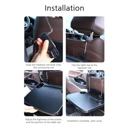 Steering Wheel Tray - Foldable Back Seat Headrest Tray With Hook, Laptop Car Desk For Adults Driver, Portable Car Seat Travel Trays Table, Food Snacks Tablet Holder — view 6