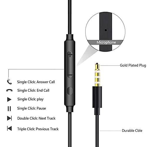 2 Pack Earphones, In-Ear Headphones Wired Earbuds, Noise Isolating Headset With Microphone, Compatible with Phone Pad Samsung HuaWei MP3 Players Smartphones and Laptops — view 3