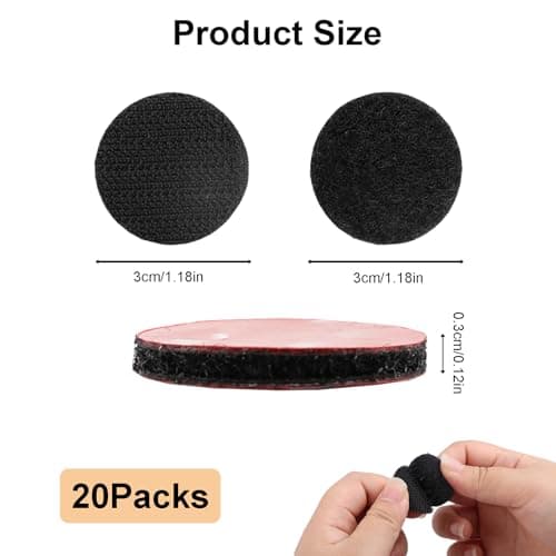 3M VHB Self Adhesive Velcro Pads, OIHCAZ 20 Pack Waterproof Heavy Duty Hook and Loop Sticky Dot (Φ3cm), Shooting Strong Sticky Hook Velcro Tapes for Home Car Outdoor Wood Phone Holder — view 2