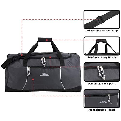 55 Litre Canvas Duffle Bags for Men & Women for Traveling, the Gym, and as Sports Equipment Bag/Organizer (Grey) — view 3