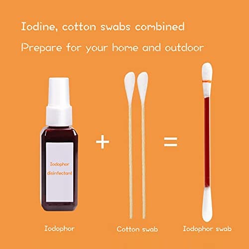 100 Pieces Disposable Iodine Cotton swabs Portable Iodine Disinfection Cotton swabs for Emergency Wound Care — view 3