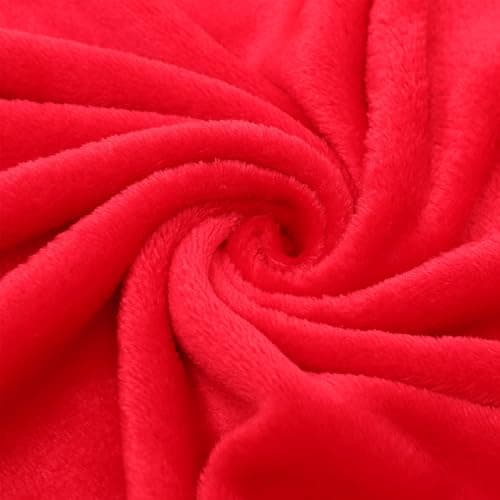 CVUTOVO Red Coral Fleece Throw Blanket for Couch and Office Travel Use — view 5