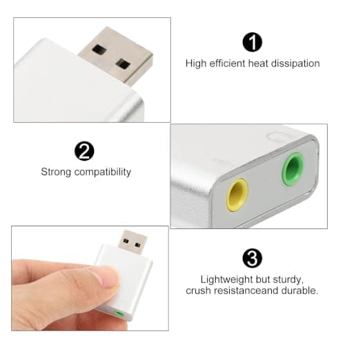 USB Audio Adapter External Sound Card with Headphone and Microphone Jack — view 3