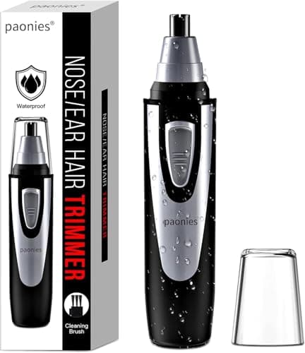 Paonies Nose Hair Trimmer for Men and Women, 2026 Professional Painless Ear and Nose Hair Trimmer Clipper, Battery-Operated Facial Hair Removal with IPX7 Waterproof, Dual Edge Blades, Easy to Clean