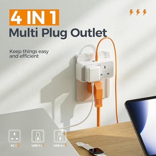 TESSAN Double Plug Adapter UK with 2 USB — view 2