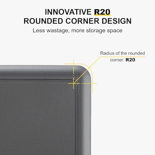 LEVEL8 Carry on Luggage Lightweight Suitcase with Wheels 100% PC Trolley Case Micro-Diamond Textured Design, TSA Approved Hard Shell(55cm, 40L,Dark Grey) — view 5